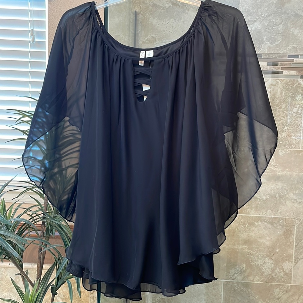 NWT Cato one-piece tank-style with sheer overlay, L